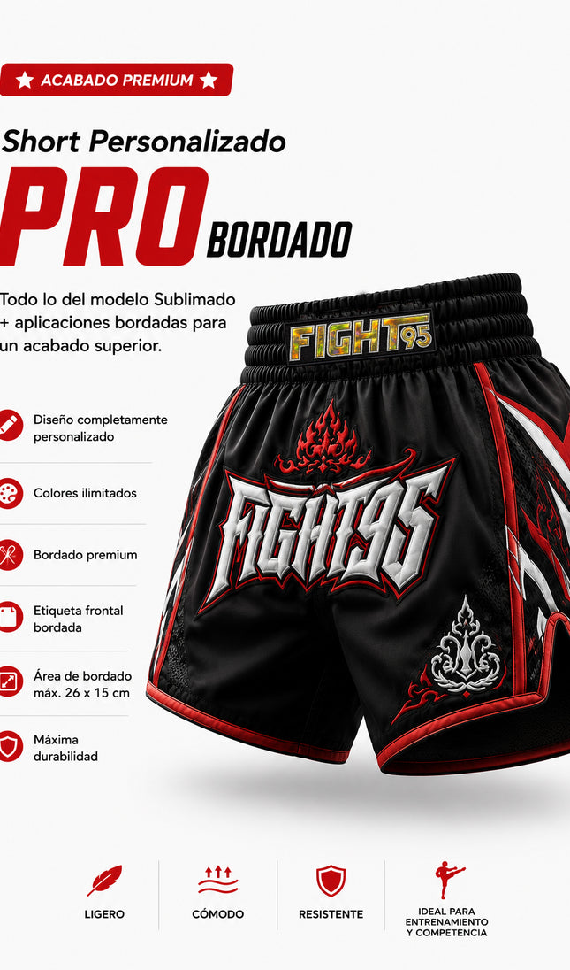 Short Muay Thai Custom Pro BORDADO